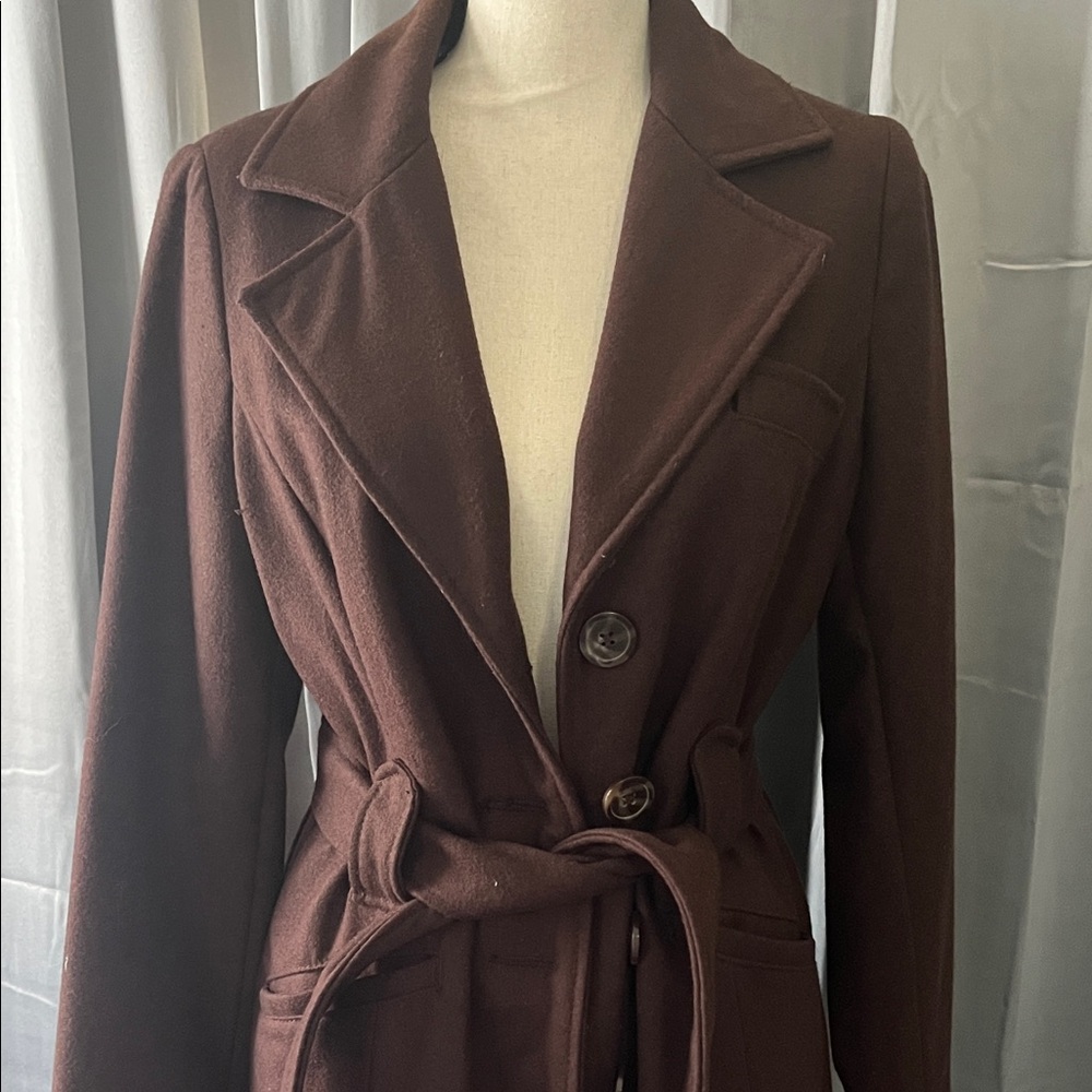 Merona Women's Rich Brown Pea Coat - Picture 3 of 6